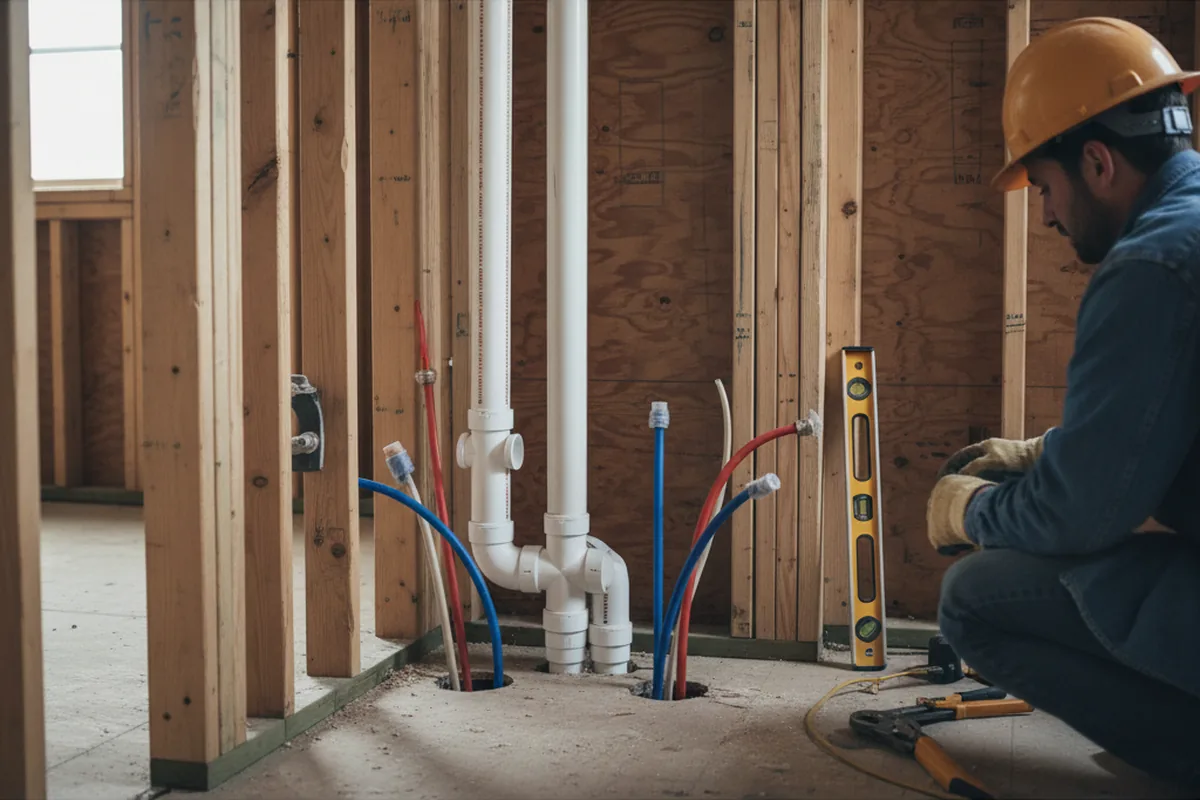 Drain and supply rough-in during Leak Detection in Fort Hunter